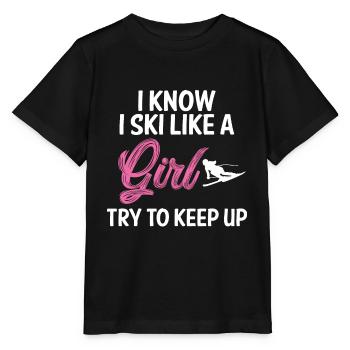 Skiing Ski Skifahren Skiurlaub Skilaufen Schi Berg - Stanley/Stella Kinder T-Shirt MINI CREATOR  - Schwarz - Vorne - Mikhail (115cm)