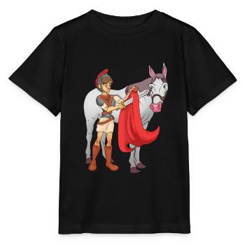 St Martin teilt seinen Mantel Cartoon - Stanley/Stella Kinder T-Shirt MINI CREATOR  - Schwarz - Vorne - Mikhail (115cm)