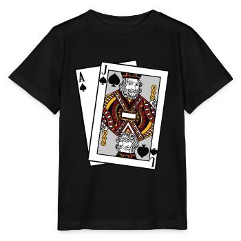 Blackjack Pik Ass Bube T-Shirt Karten Poker Geld - Stanley/Stella Kinder T-Shirt MINI CREATOR  - Schwarz - Vorne - Mikhail (115cm)