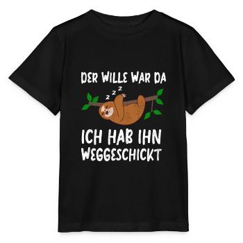 Der Wille war da Faultier - Stanley/Stella Kinder T-Shirt MINI CREATOR  - Schwarz - Vorne - Mikhail (115cm)