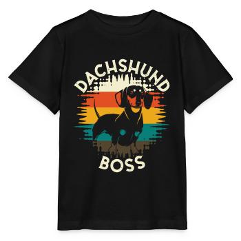 Dachshund Boss Hund Vierbeiner - Stanley/Stella Kinder T-Shirt MINI CREATOR  - Schwarz - Vorne - Mikhail (115cm)