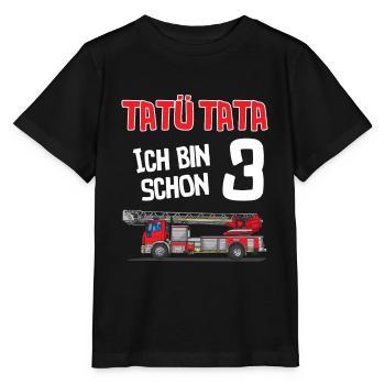 Feuerwehr 3 Jahre alt Kindergeburtstag Tatü Tata - Stanley/Stella Kinder T-Shirt MINI CREATOR  - Schwarz - Vorne - Mikhail (115cm)