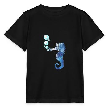 Seepferdchen Meeresbewohner - Stanley/Stella Kinder T-Shirt MINI CREATOR  - Schwarz - Vorne - Mikhail (115cm)