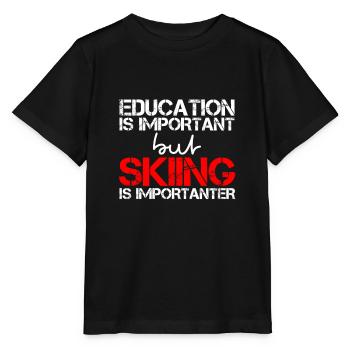 L'éducation est importante mais le ski est plus important - T-shirt bio MINI CREATOR Stanley/Stella Enfant - noir - Devant - Mikhail (115cm)