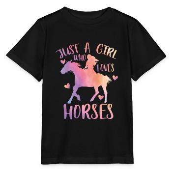 Just a girl who loves horses - Stanley/Stella MINI CREATOR Kids’ T-Shirt - black - Front - Mikhail (115cm)