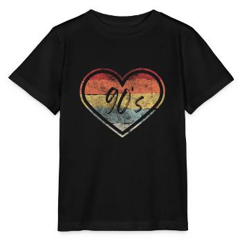 90s retro vintage heart love 90s - Stanley/Stella MINI CREATOR Kids’ T-Shirt - black - Front - Mikhail (115cm)
