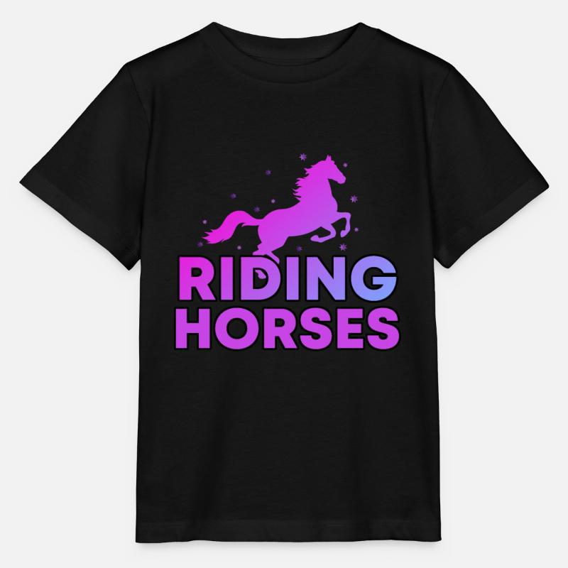 Pferde Reiten - Stanley/Stella Kinder T-Shirt MINI CREATOR  - Schwarz