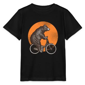 Cycling brown bear - Stanley/Stella MINI CREATOR Kids’ T-Shirt - black - Front - Mikhail (115cm)