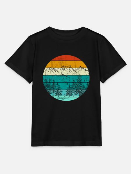Nature retro and vintage mountain hiking design - Stanley/Stella MINI CREATOR Kids’ T-Shirt - black