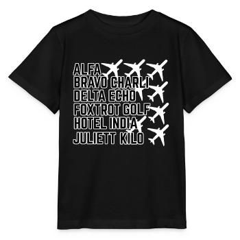 Pilot pilot alphabet - Stanley/Stella MINI CREATOR Kids’ T-Shirt - black - Front - Mikhail (115cm)