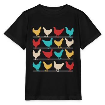 Chicken chickens cock stall animal farm farmer - Stanley/Stella MINI CREATOR Kids’ T-Shirt - black - Front - Mikhail (115cm)