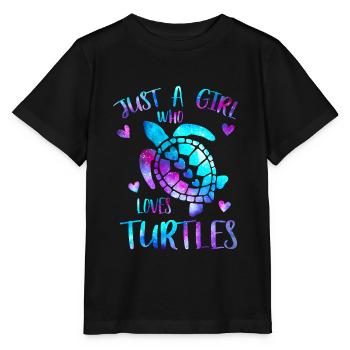 Juste une fille qui aime les tortues - les tortues de mer - T-shirt bio MINI CREATOR Stanley/Stella Enfant - noir - Devant - Mikhail (115cm)