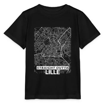 Straight Outta Lille Zentrum Stadtplan und Straßen - Stanley/Stella Kinder T-Shirt MINI CREATOR  - Schwarz - Vorne - Mikhail (115cm)