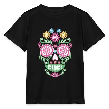 Zucker Schädel Mexikanischer Tag der Toten Mexiko - Stanley/Stella Kinder T-Shirt MINI CREATOR  - Schwarz - Vorne - Mikhail (115cm)