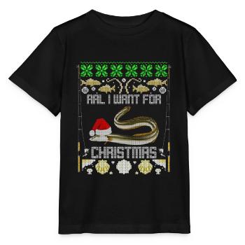 Anguille de Noël drôle que je veux pour Noël - T-shirt bio MINI CREATOR Stanley/Stella Enfant - noir - Devant - Mikhail (115cm)