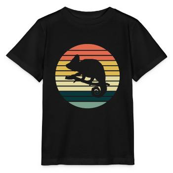 Chamaeleon Chamäleon retro - Stanley/Stella Kinder T-Shirt MINI CREATOR  - Schwarz - Vorne - Mikhail (115cm)
