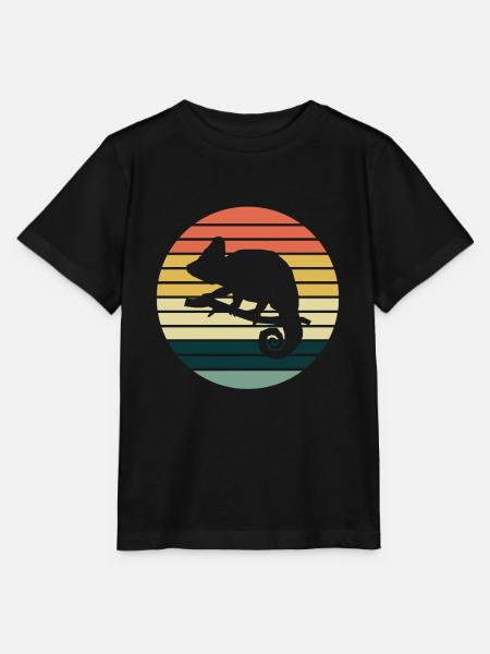 Chamaeleon Chamäleon retro - Stanley/Stella Kinder T-Shirt MINI CREATOR - Schwarz
