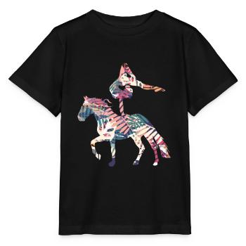 Funny horse equitation rider vaulting gaul - Stanley/Stella MINI CREATOR Kids’ T-Shirt - black - Front - Mikhail (115cm)