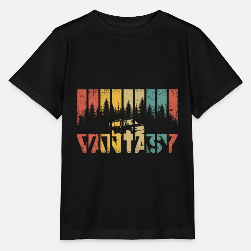 Cadeau de camping-car rétro I Van Camping Bus - T-shirt bio MINI CREATOR Stanley/Stella Enfant - noir