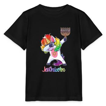 Jewnicorn - juif tamponnant licorne Hanoukka - T-shirt bio MINI CREATOR Stanley/Stella Enfant - noir - Devant - Mikhail (115cm)