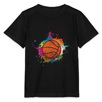 Basketballer Basketballspiel Teamsport Farbklecks - Stanley/Stella Kinder T-Shirt MINI CREATOR  - Schwarz - Vorne - Mikhail (115cm)