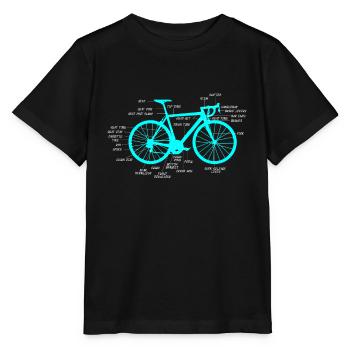 Vélo de route anatomie vélo pièces cyan horizontal - T-shirt bio MINI CREATOR Stanley/Stella Enfant - noir - Devant - Mikhail (115cm)