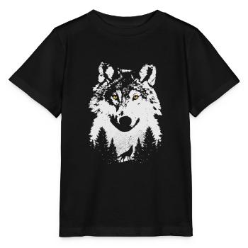 The wolf in the woods artistic nature novelty - Stanley/Stella MINI CREATOR Kids’ T-Shirt - black - Front - Mikhail (115cm)
