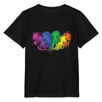 Pferde Regenbogen Galopp Cartoon - Stanley/Stella Kinder T-Shirt MINI CREATOR  - Schwarz - Vorne - Mikhail (115cm)