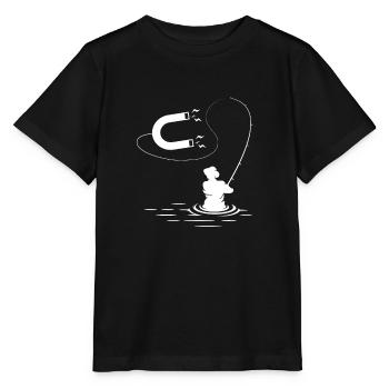 Aimant de pêche pêcheur design pour aimant - T-shirt bio MINI CREATOR Stanley/Stella Enfant - noir - Devant - Mikhail (115cm)