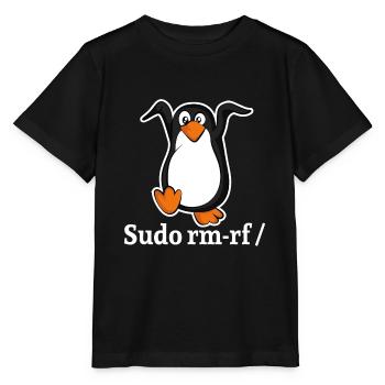 Tux Linux Penguin Sudo Rm Rf | Computer Geek Hack - Stanley/Stella MINI CREATOR Kids’ T-Shirt - black - Front - Mikhail (115cm)