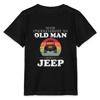 Lustiger Jeep-alter Mann mit einem Jeep-T-Stück - Stanley/Stella Kinder T-Shirt MINI CREATOR  - Schwarz - Vorne - Mikhail (115cm)