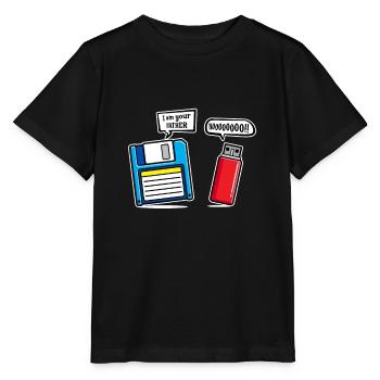Je suis votre père Humour sur clé USB Dsikette - T-shirt bio MINI CREATOR Stanley/Stella Enfant - noir - Devant - Mikhail (115cm)
