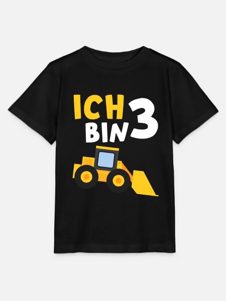 Ich bin 3 Bagger 3. Geburtstag - Stanley/Stella Kinder T-Shirt MINI CREATOR  - Schwarz
