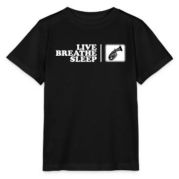 Motif corne ténor - T-shirt bio MINI CREATOR Stanley/Stella Enfant - noir - Devant - Mikhail (115cm)