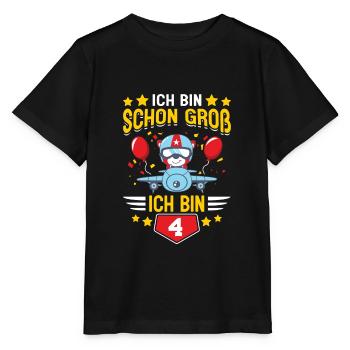 Kinder 4. Geburtstag Flugzeug 4 Jahr Geschenk - Stanley/Stella Kinder T-Shirt MINI CREATOR  - Schwarz - Vorne - Mikhail (115cm)