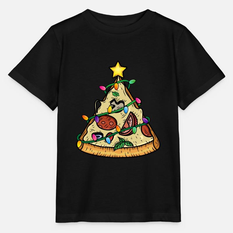 Pyramide de sapin de Noël pizza - T-shirt bio MINI CREATOR Stanley/Stella Enfant - noir