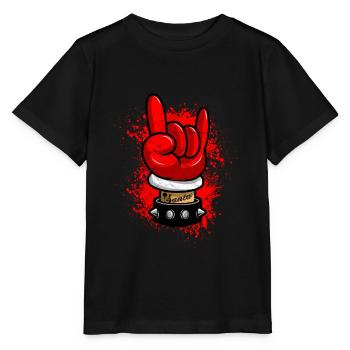 Metal rock n rock french fork satanist rocker - Stanley/Stella MINI CREATOR Kids’ T-Shirt - black - Front - Mikhail (115cm)