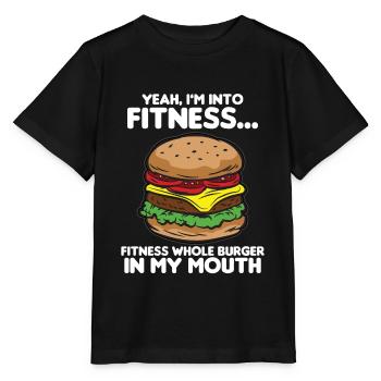 FITNESS FAST-FOOD Humour drôle - T-shirt bio MINI CREATOR Stanley/Stella Enfant - noir - Devant - Mikhail (115cm)