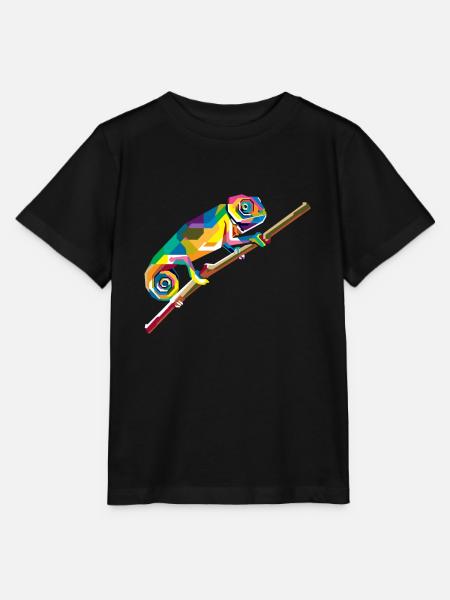 Chamäleon Tier - Stanley/Stella Kinder T-Shirt MINI CREATOR  - Schwarz