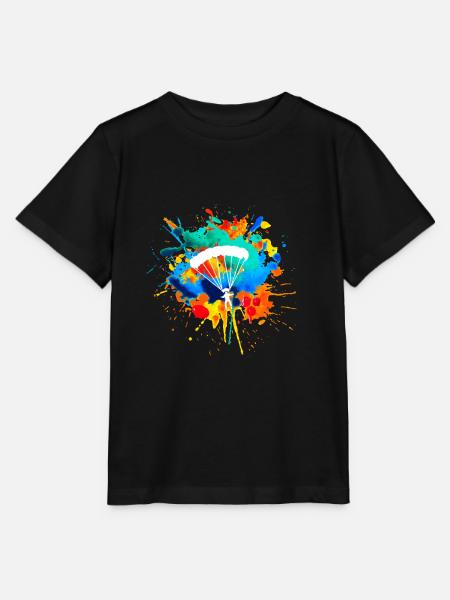 Fallschirmspringer Gleitschirm Farbklecks Springer - Stanley/Stella Kinder T-Shirt MINI CREATOR  - Schwarz