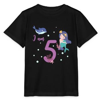 Ich bin 5. Fünfter Geburtstag Meerjungfrau - Stanley/Stella Kinder T-Shirt MINI CREATOR  - Schwarz - Vorne - Mikhail (115cm)