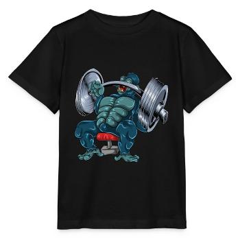 Gorilla monkey bench press - Stanley/Stella MINI CREATOR Kids’ T-Shirt - black - Front - Mikhail (115cm)