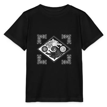 Hati and skoll Ancient Nordic Walhalla Ying Gift - Stanley/Stella MINI CREATOR Kids’ T-Shirt - black - Front - Mikhail (115cm)