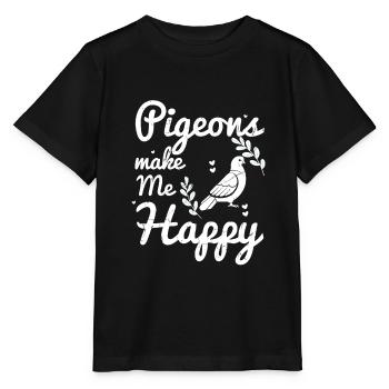 Pigeons mignons me font plaisir cadeau amoureux des oiseaux - T-shirt bio MINI CREATOR Stanley/Stella Enfant - noir - Devant - Mikhail (115cm)