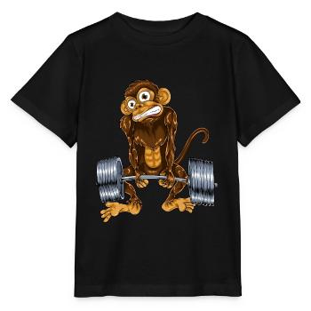 Sport de soulevé de terre de singe - T-shirt bio MINI CREATOR Stanley/Stella Enfant - noir - Devant - Mikhail (115cm)