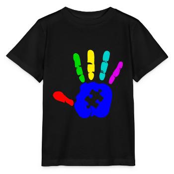 AUTISM PUZZLE HAND Cadeau de sensibilisation à l'autisme - T-shirt bio MINI CREATOR Stanley/Stella Enfant - noir - Devant - Mikhail (115cm)