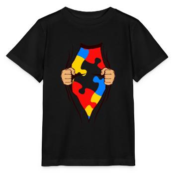 Cadeau AUTISM SUPERHELD pour autiste - T-shirt bio MINI CREATOR Stanley/Stella Enfant - noir - Devant - Mikhail (115cm)