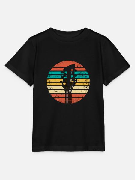 Retro elektrische gitaar cadeau elektrische gitaar gitarist - Stanley/Stella T-shirt MINI CREATOR til børn - sort