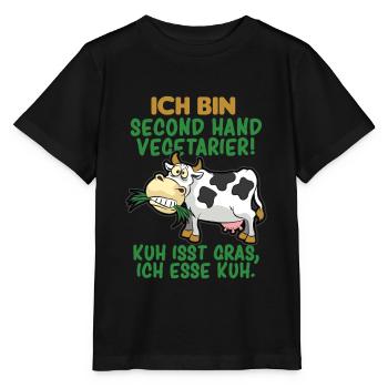 SECOND HAND VEGETARIER FLEISCHESSER HUMOR - Stanley/Stella Kinder T-Shirt MINI CREATOR  - Schwarz - Vorne - Mikhail (115cm)