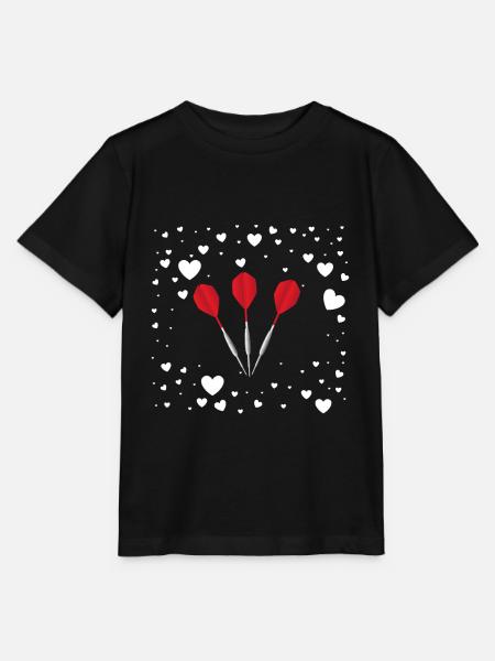 Verliebt in die Darts - weiße Herzen - Stanley/Stella Kinder T-Shirt MINI CREATOR - Schwarz